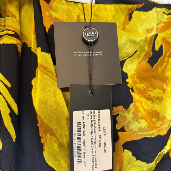 Club L London | One-Shoulder Black and Green Maxi Dress | NWT | US 4 UK 8 - Picture 4 of 10